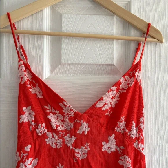 NWT Orange Red Floral Slip Dress - Picture 4 of 5